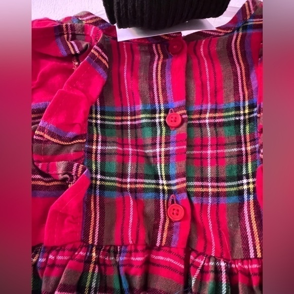 Baby Girls Plaid Dress Outfit with Matching Tights size 3-6 M - Picture 7 of 9